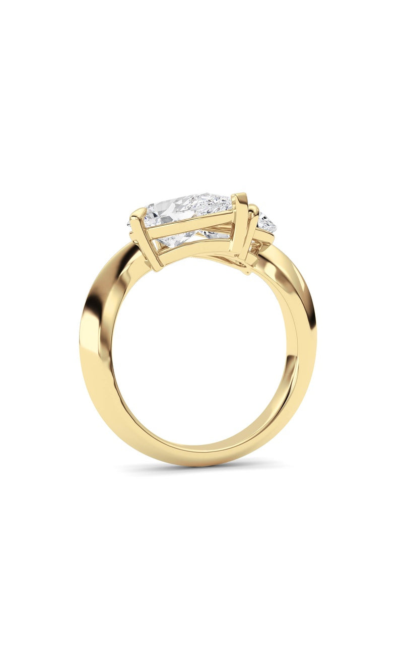 3Cttw Pear Shaped Lab Grown Diamond (G/VS) Toi etMoi Engagement Ring in 14K Gold