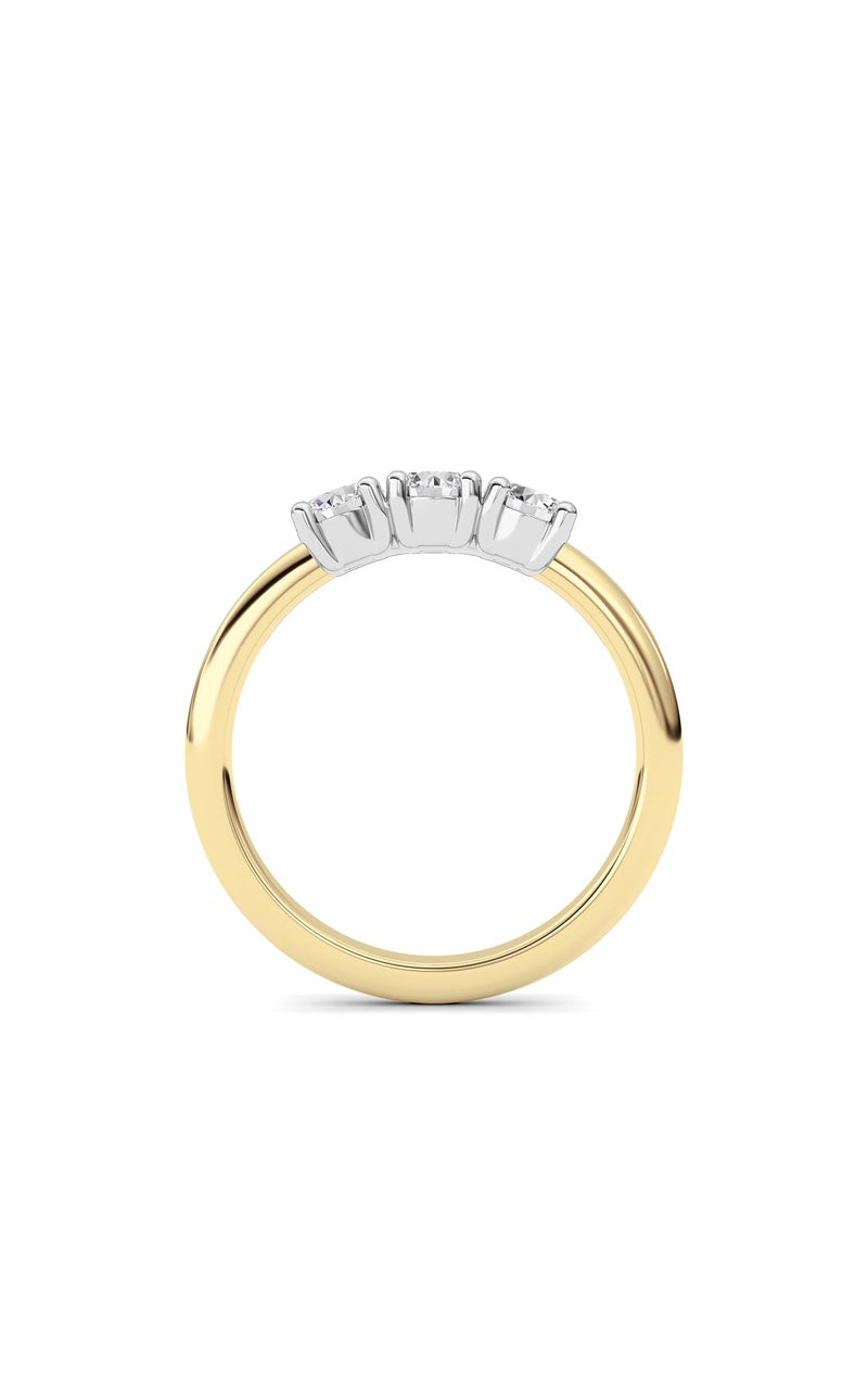0.75CTW Round Shaped Lab Grown Diamond (F/VS) Three Stone Band Ring in 14K Gold, 10K Yellow Gold|10K White Gold