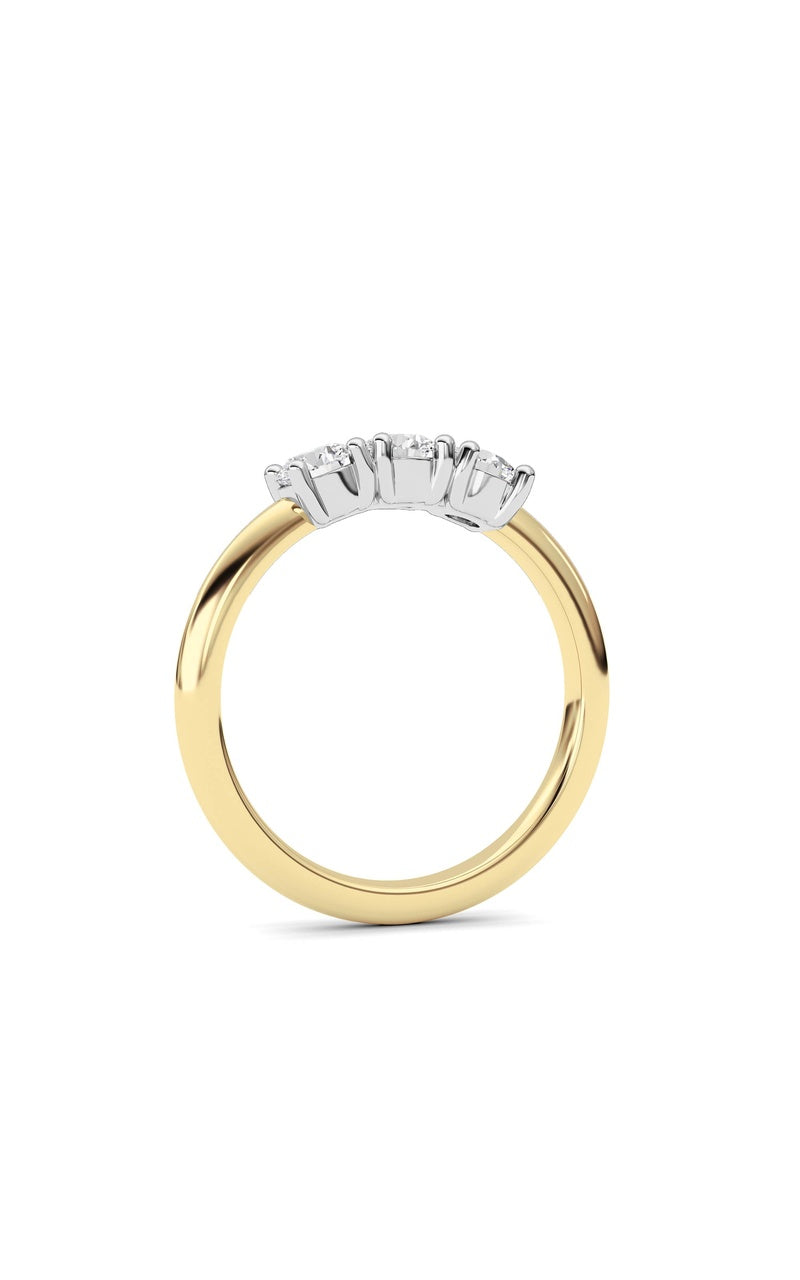0.75Cttw Round Shaped Lab Grown Diamond (F/VS) Three Stone Band Ring in 14K Gold
