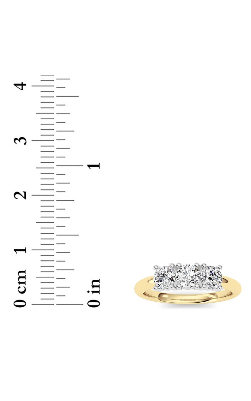 0.75CTW Round Shaped Lab Grown Diamond (F/VS) Three Stone Band Ring in 14K Gold, 10K Yellow Gold|10K White Gold