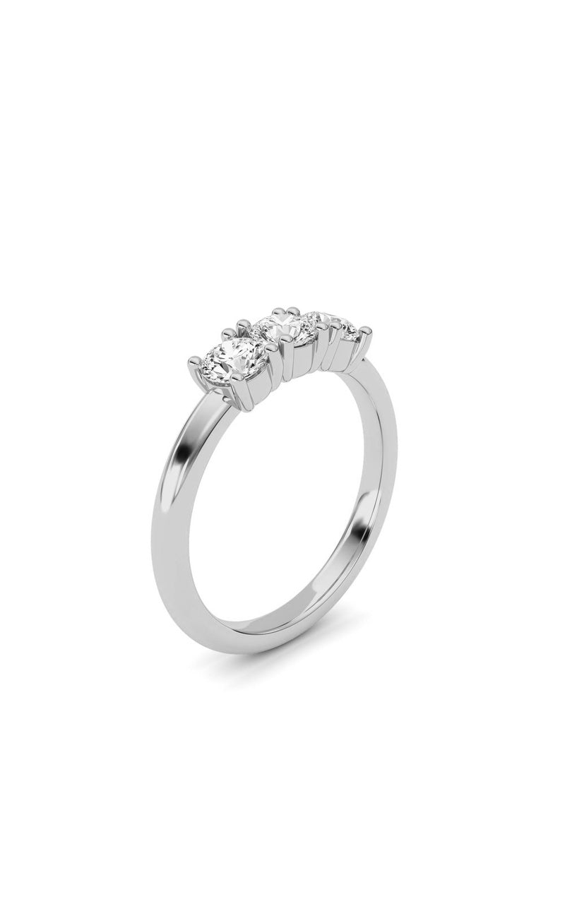 0.75Cttw Round Shaped Lab Grown Diamond (F/VS) Three Stone Band Ring in 14K Gold