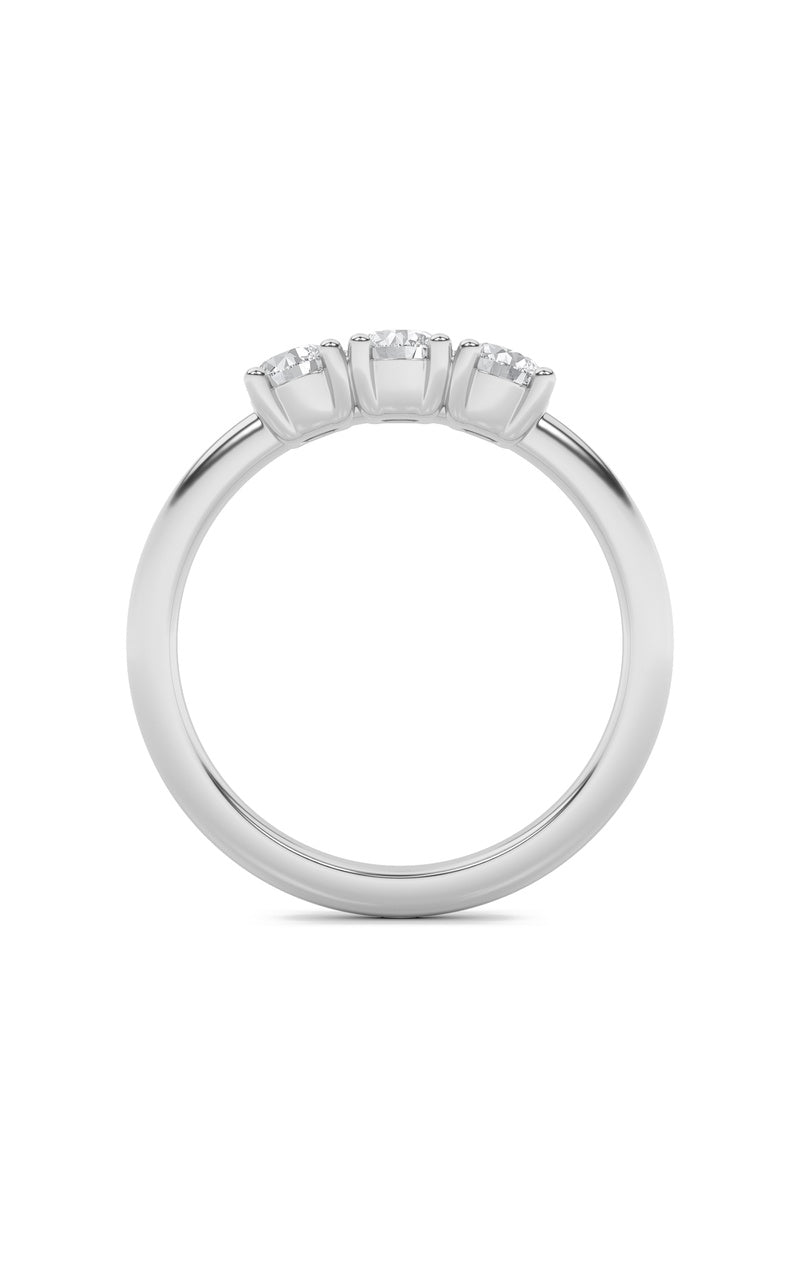 0.75Cttw Round Shaped Lab Grown Diamond (F/VS) Three Stone Band Ring in 14K Gold