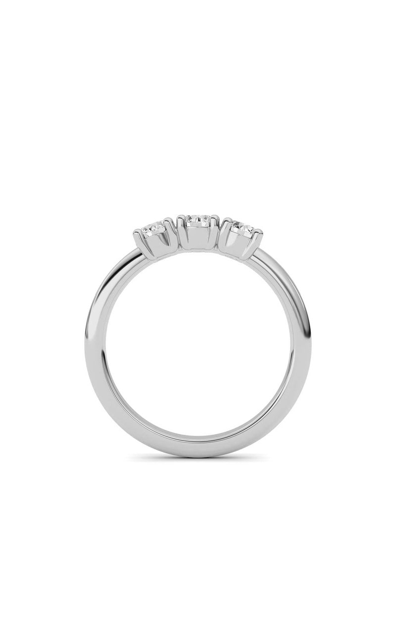 0.75Cttw Round Shaped Lab Grown Diamond (F/VS) Three Stone Band Ring in 14K Gold