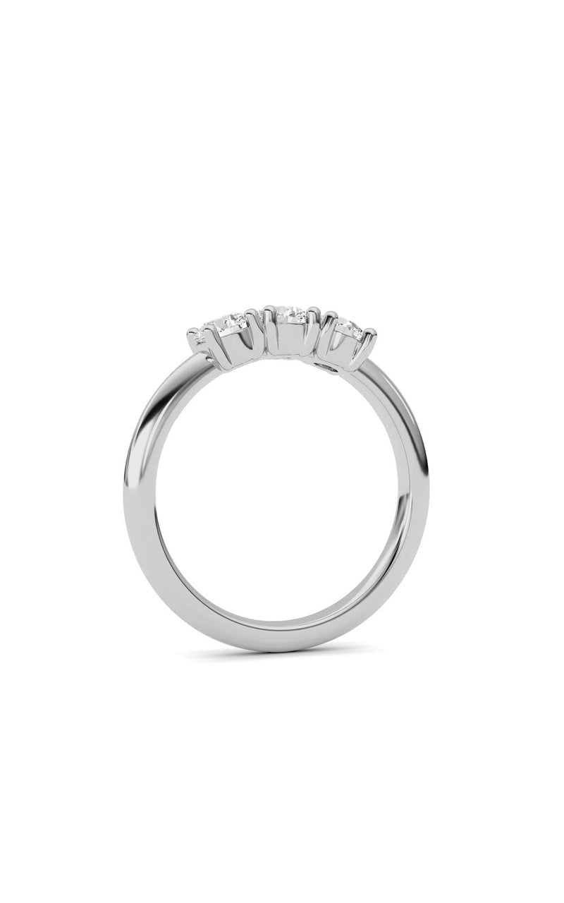 0.75CTW Round Shaped Lab Grown Diamond (F/VS) Three Stone Band Ring in 14K Gold, 14K White Gold
