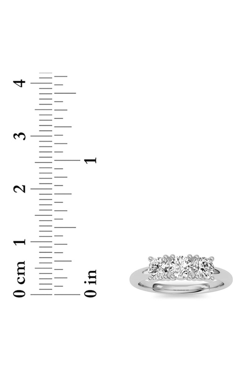 0.75CTW Round Shaped Lab Grown Diamond (F/VS) Three Stone Band Ring in 14K Gold, 14K White Gold