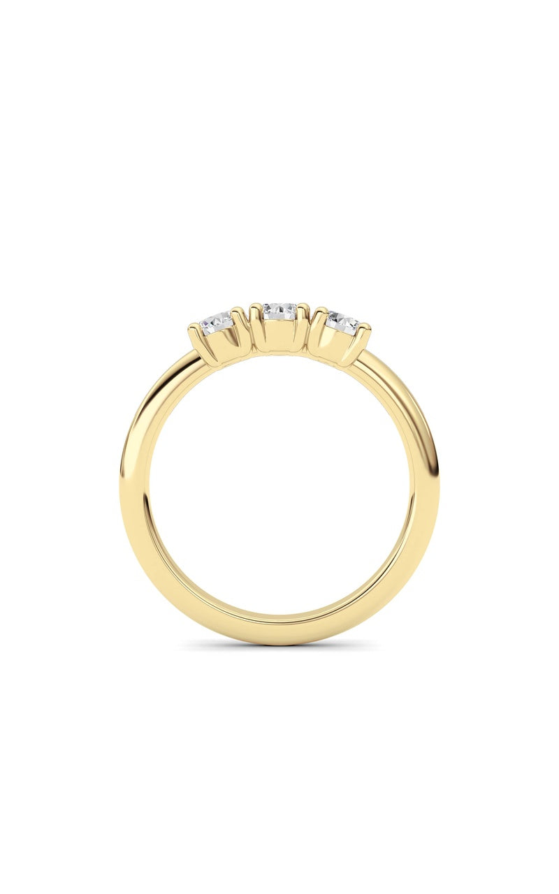 0.75Cttw Round Shaped Lab Grown Diamond (F/VS) Three Stone Band Ring in 14K Gold
