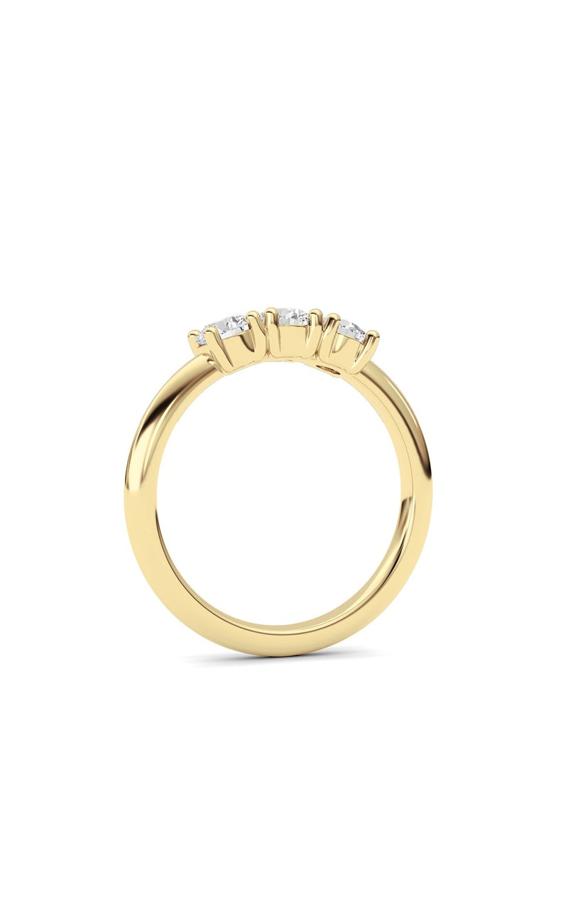 0.75Cttw Round Shaped Lab Grown Diamond (F/VS) Three Stone Band Ring in 14K Gold