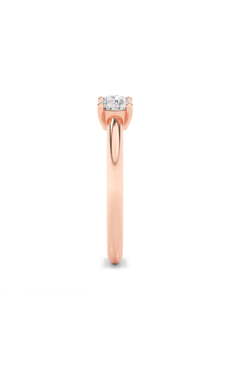 0.75CTW Round Shaped Lab Grown Diamond (F/VS) Three Stone Band Ring in 14K Gold, 14K Rose Gold