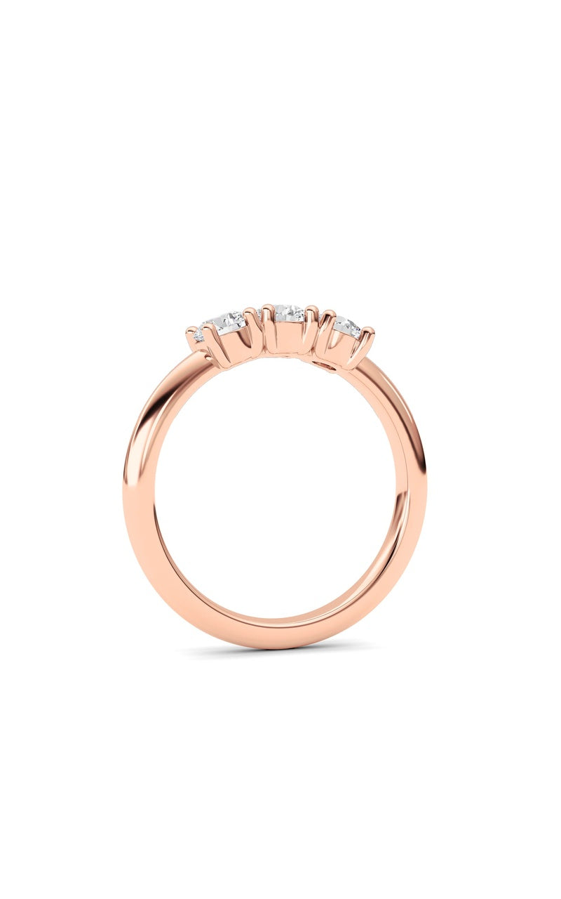 0.75Cttw Round Shaped Lab Grown Diamond (F/VS) Three Stone Band Ring in 14K Gold