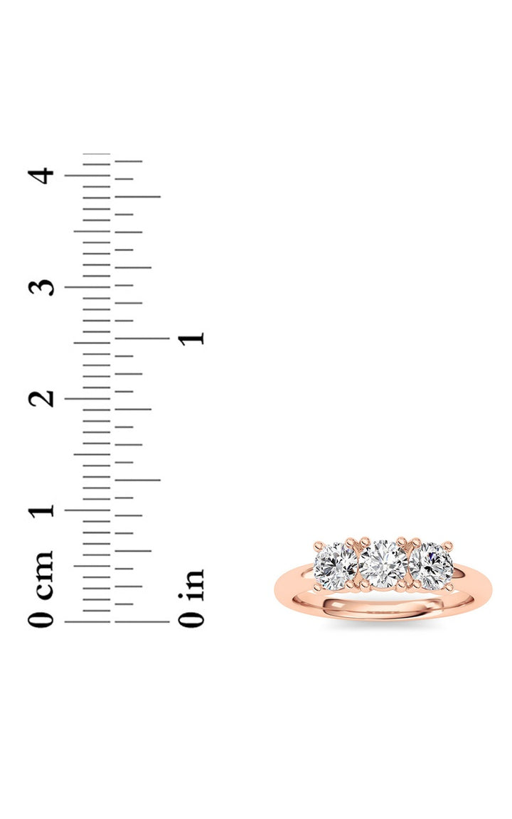 0.75Cttw Round Shaped Lab Grown Diamond (F/VS) Three Stone Band Ring in 14K Gold