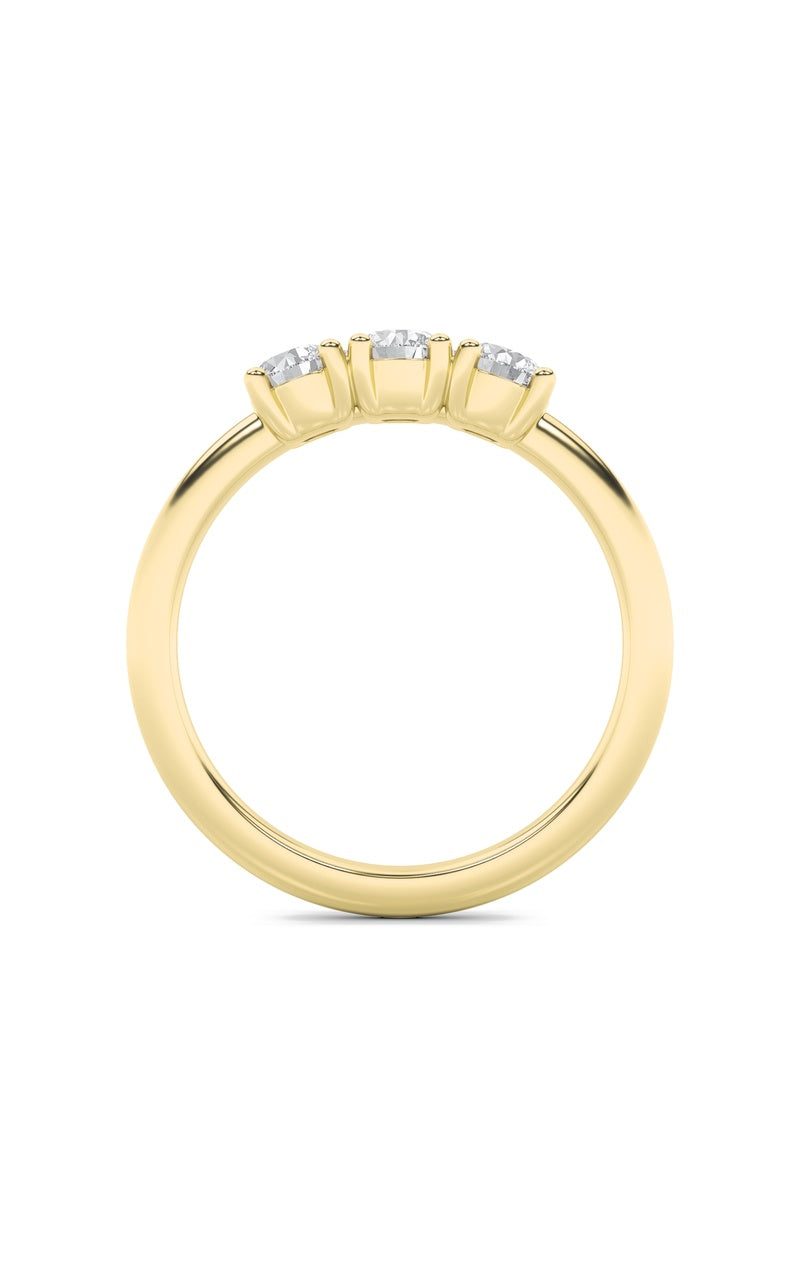 1.5Cttw Round Shaped Lab Grown Diamond (F/VS) Three Stone Band Ring in 14K Gold