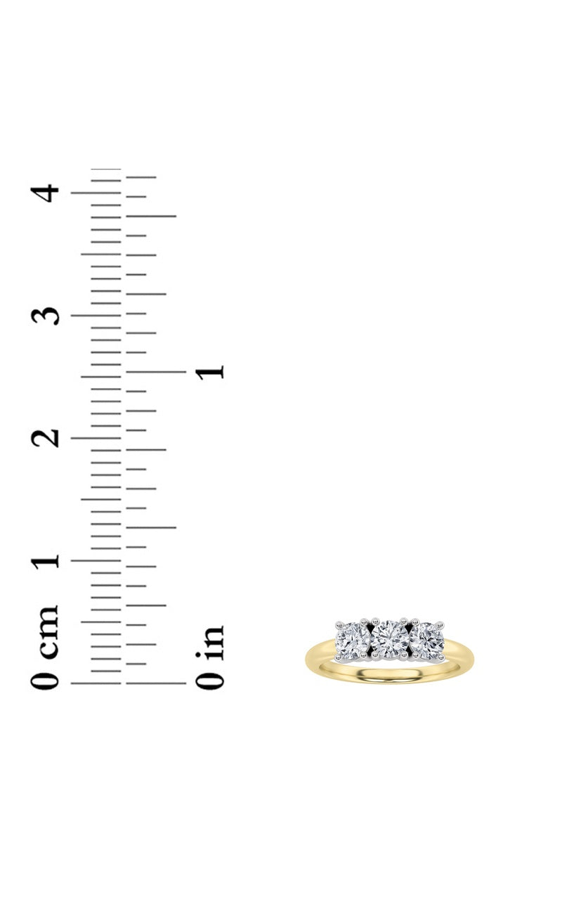 2CTW Round Shaped Lab Grown Diamond (F/VS) Three Stone Band Ring in 14K Gold, 14K Yellow Gold|14K White Gold