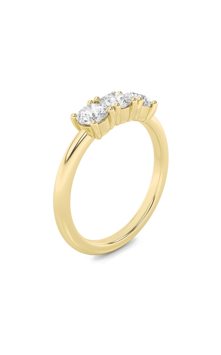 0.75Cttw Round Shaped Lab Grown Diamond (F/VS) Three Stone Band Ring in 14K Gold