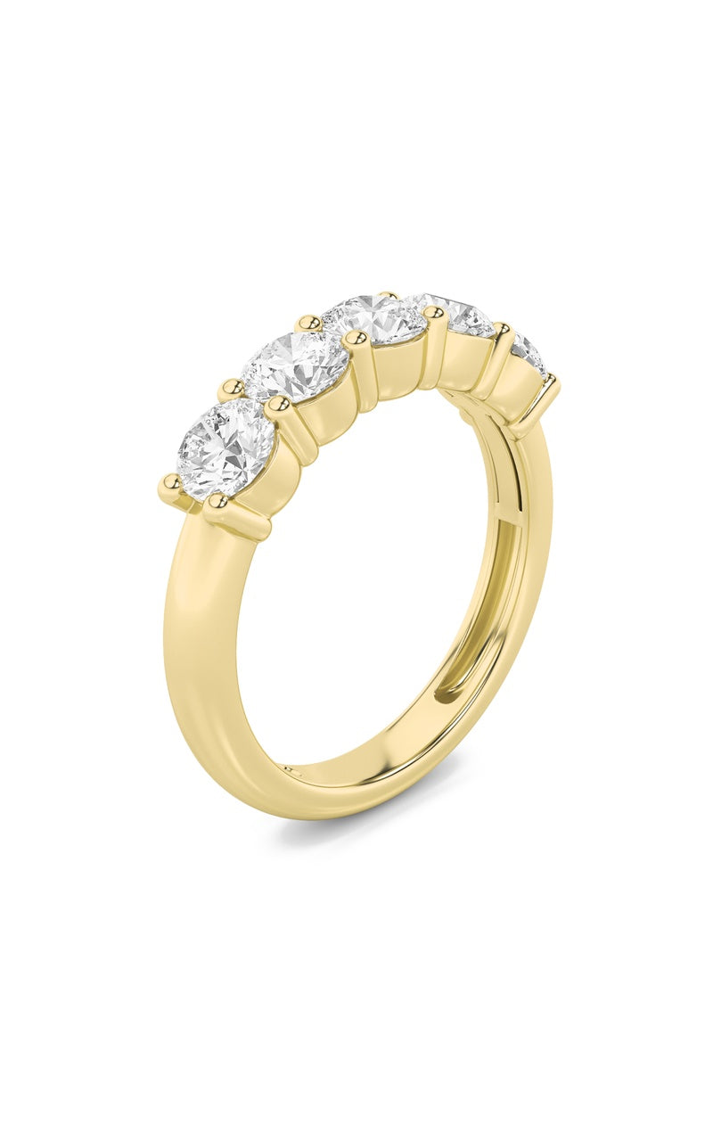 1.5CTW Round Shaped Lab Grown Diamond (F/VS) Five Stone Band Ring in 14K Gold