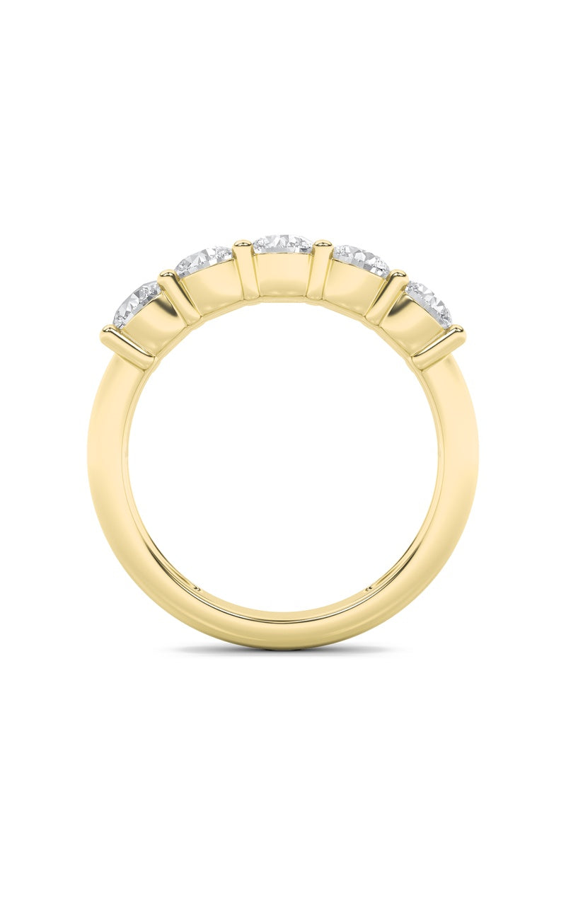 1.5CTW Round Shaped Lab Grown Diamond (F/VS) Five Stone Band Ring in 14K Gold