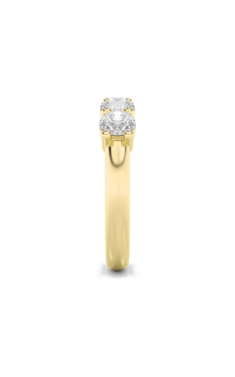 1.5CTW Round Shaped Lab Grown Diamond (F/VS) Five Stone Band Ring in 14K Gold