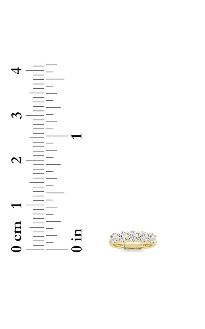 1.5CTW Round Shaped Lab Grown Diamond (F/VS) Five Stone Band Ring in 14K Gold