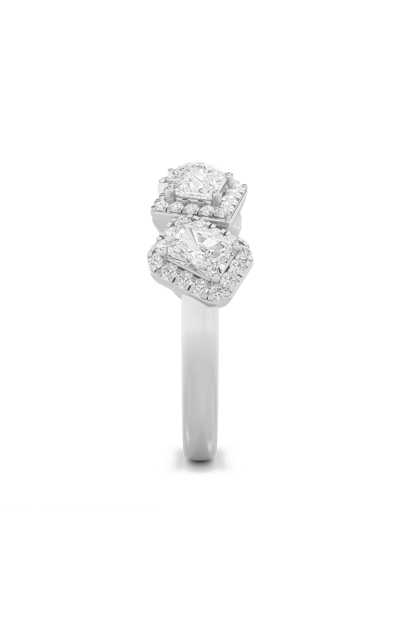 1.33CTW Mix Shaped Lab Grown Diamond (F/VS) Five StoneHalo Fashion Ring in 14K Gold