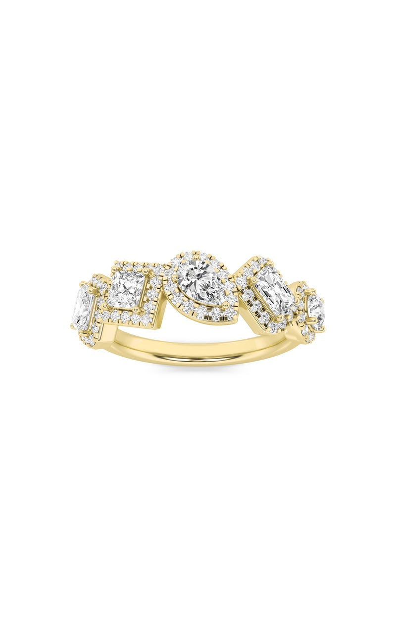 1.5CTW Mix Shaped Lab Grown Diamond (F/VS) Five Stone Ring in 14K Gold