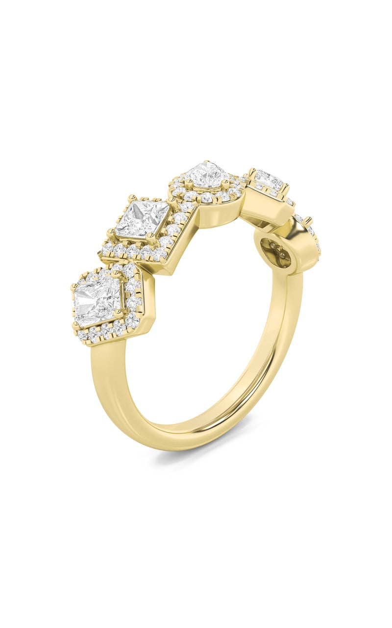 1.5Cttw Mix Shaped Lab Grown Diamond (F/VS) Five Stone Ring in 14K Gold