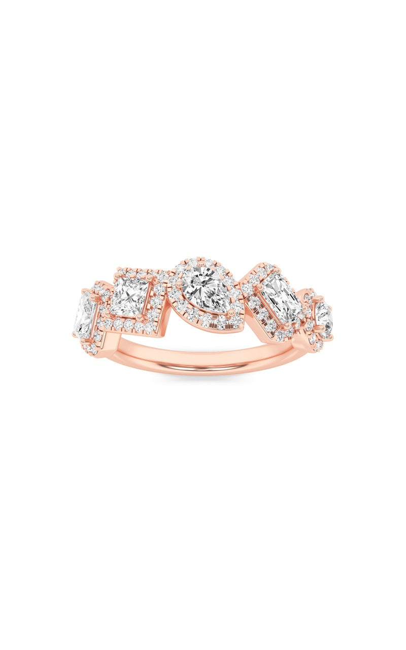 1.5Cttw Mix Shaped Lab Grown Diamond (F/VS) Five Stone Ring in 14K Gold
