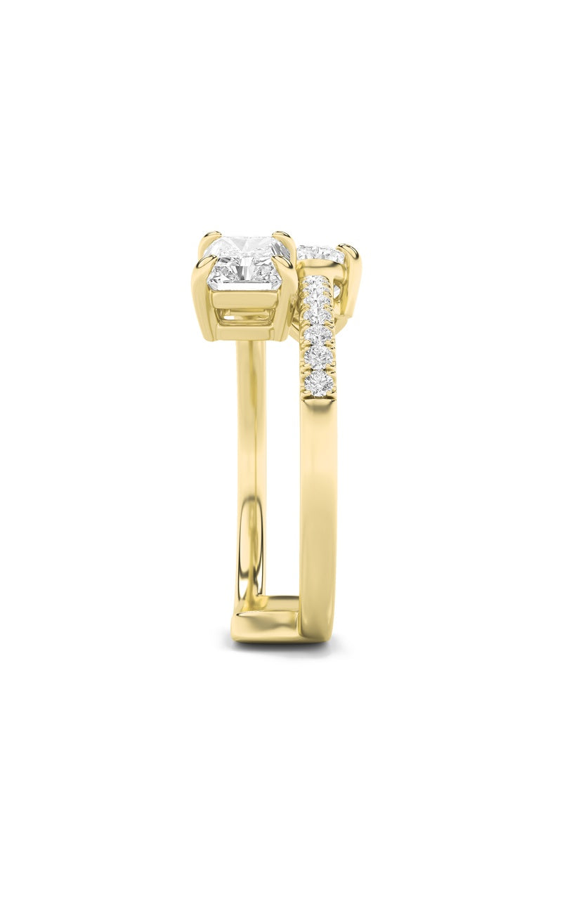 1.5CTW Pear Shaped Lab Grown Diamond (F/VS) Toi et Moi Fashion Ring in 14K Gold