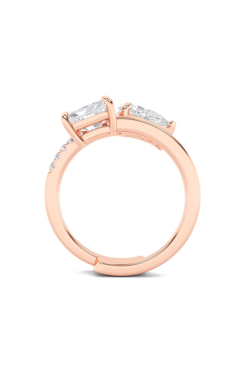 1.5Cttw Pear Shaped Lab Grown Diamond (F/VS) Toi et Moi Fashion Ring in 14K Gold