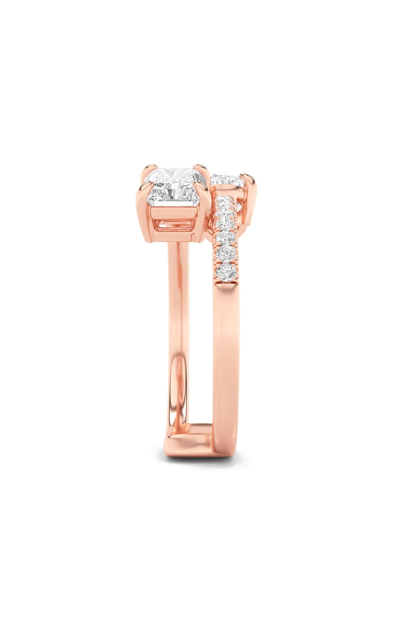 1.5CTW Pear Shaped Lab Grown Diamond (F/VS) Toi et Moi Fashion Ring in 14K Gold