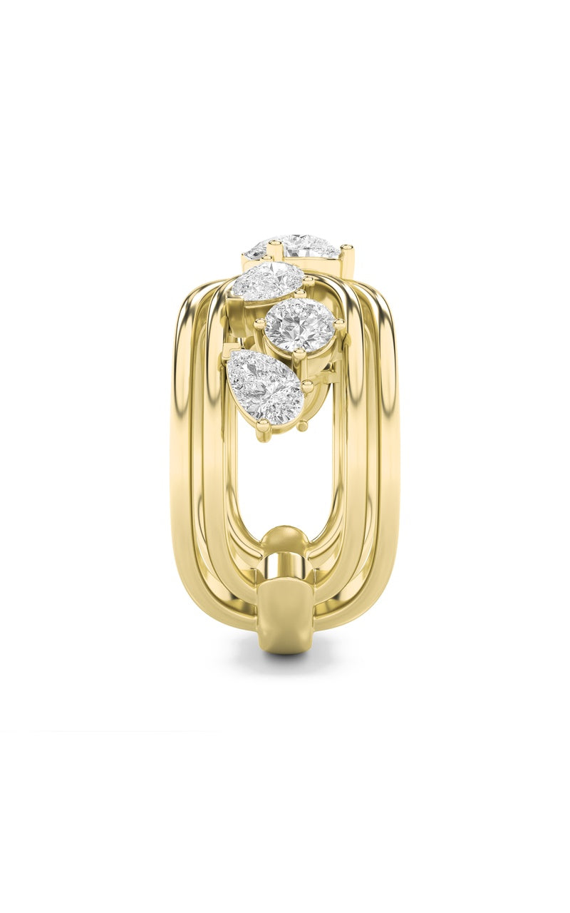 2CTW Pear Shaped Lab Grown Diamond (F/VS) Seven Stone Fashion Ring in 14K Gold
