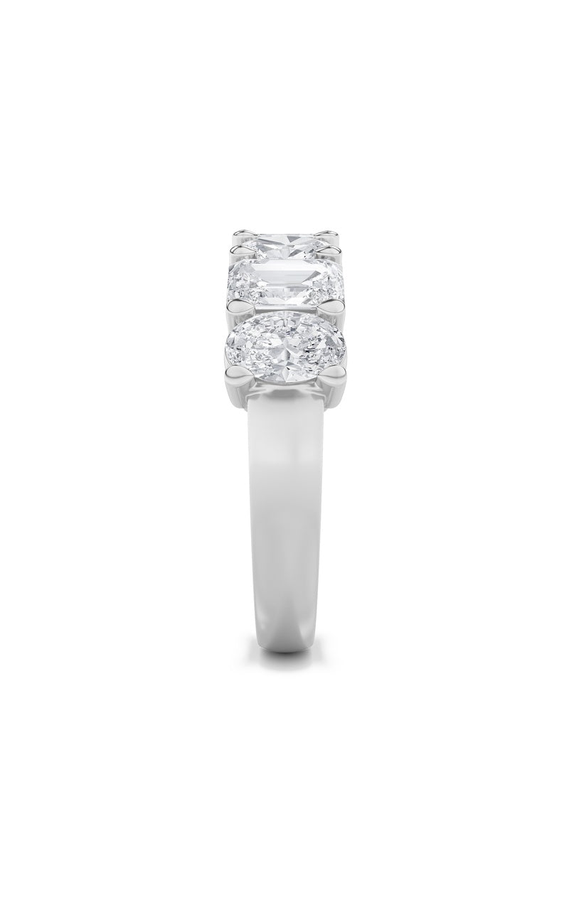 3CTW Emerald Shaped Lab Grown Diamond (F/VS) Seven Stone Band Ring in 14K Gold