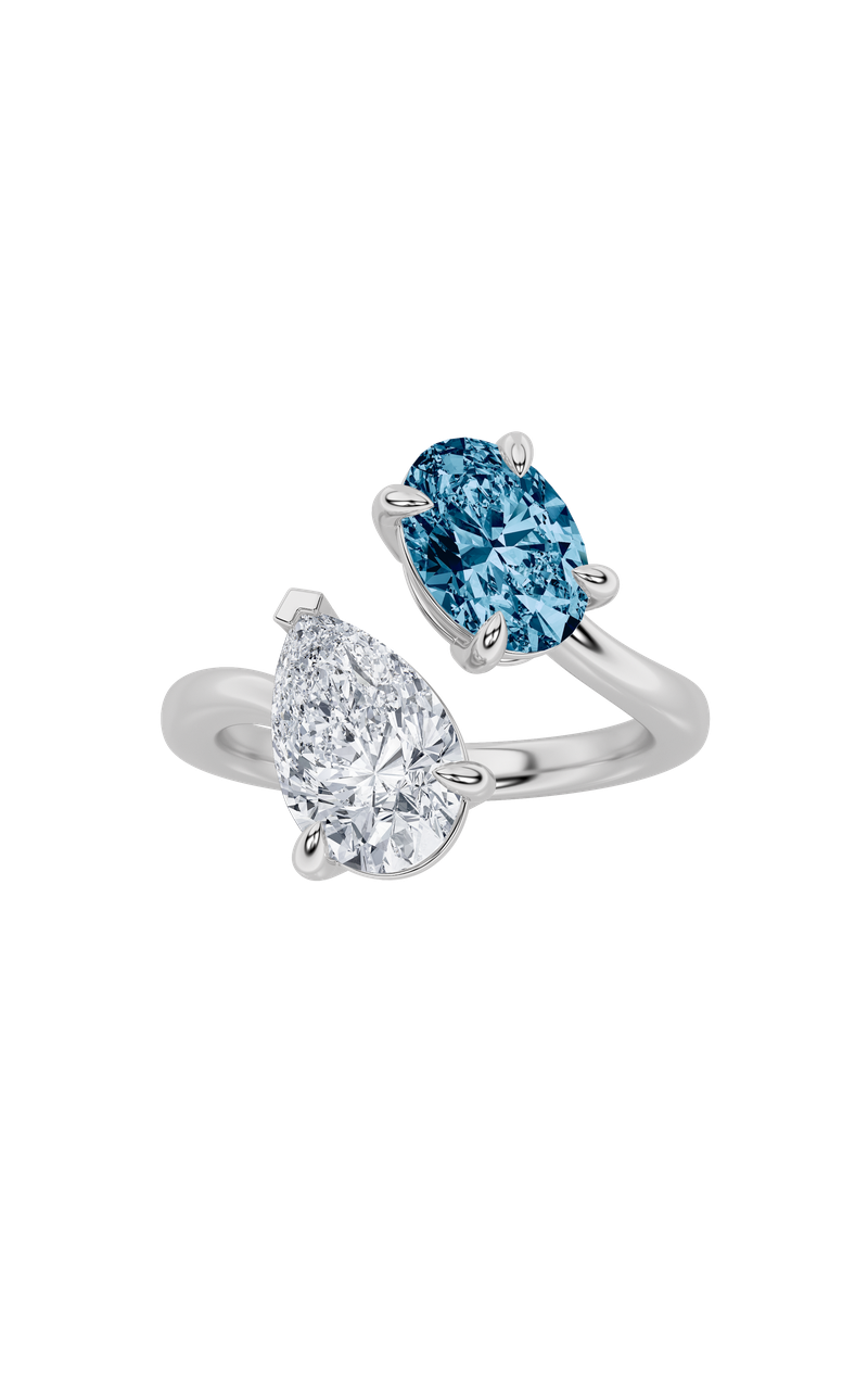 3Cttw Oval Shaped Lab Grown Diamond (F/VS) Toi etMoi Fashiion Ring in 14K Gold
