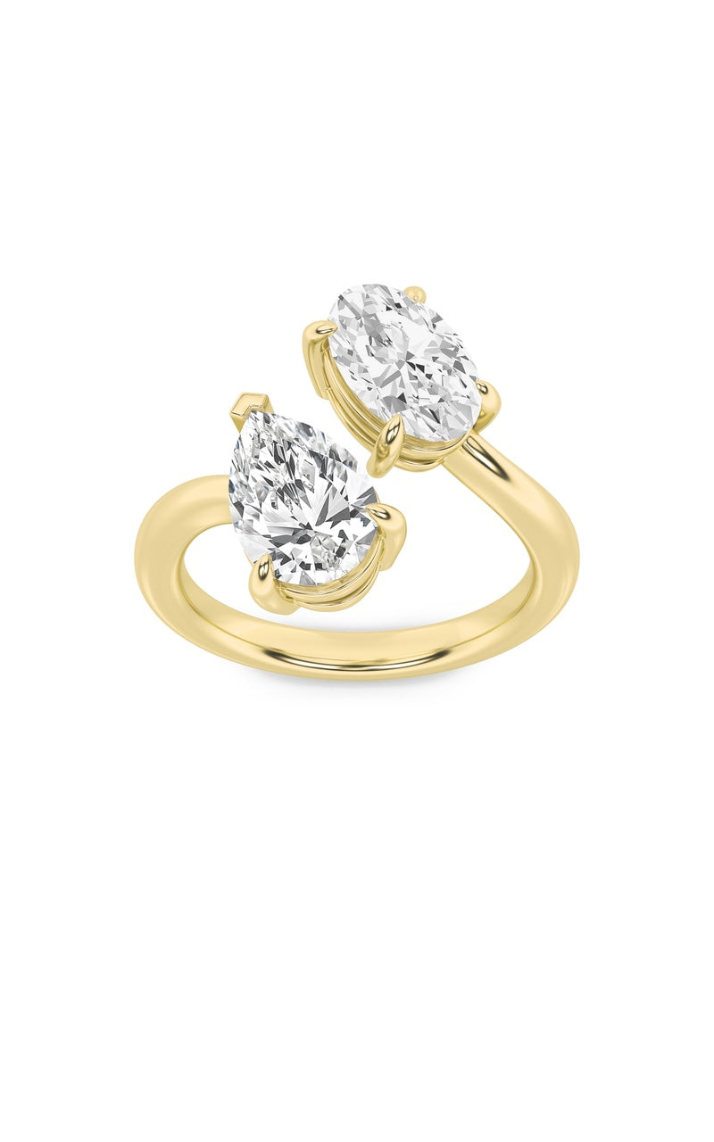 3CTW Oval Shaped Lab Grown Diamond (F/VS) Toi et Moi Fashiion Ring in 14K Gold