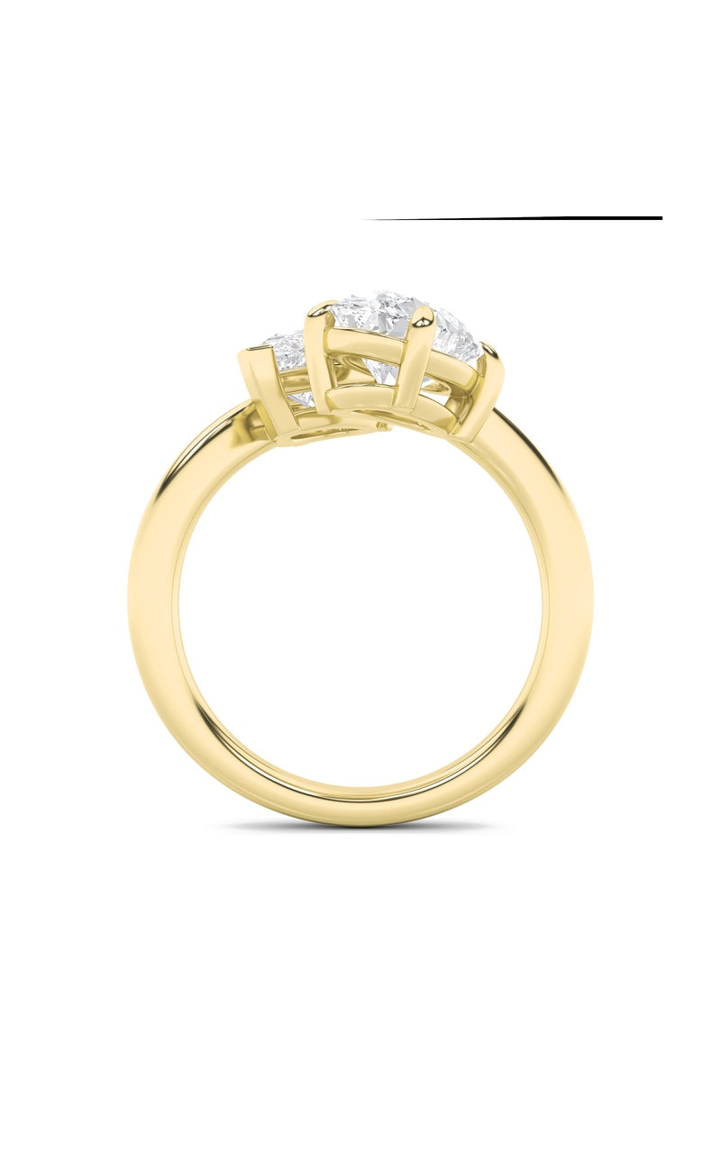3CTW Oval Shaped Lab Grown Diamond (F/VS) Toi et Moi Fashiion Ring in 14K Gold