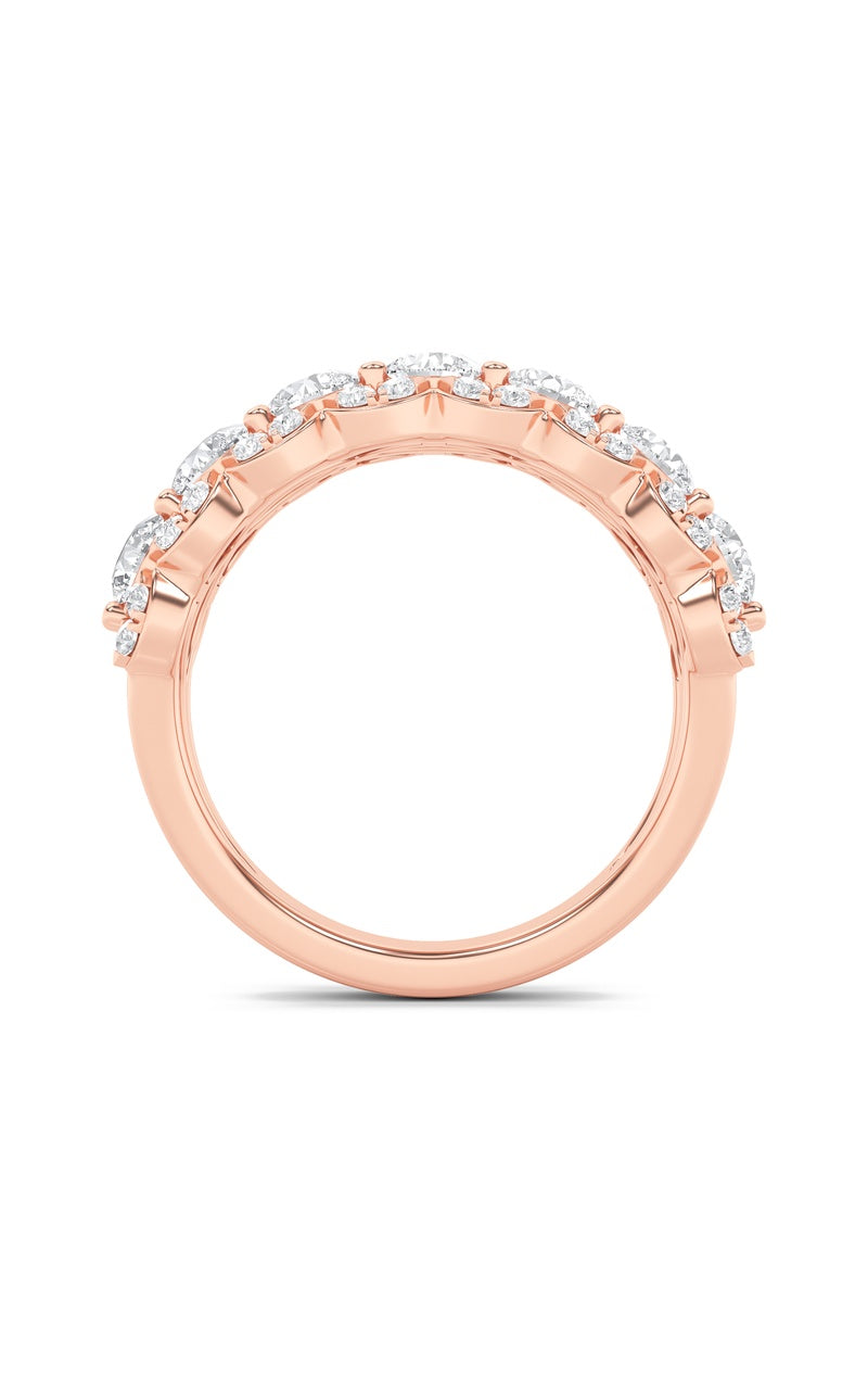 2Cttw Round Shaped Lab Grown Diamond (F/VS) MultiStone Band Ring in 14K Gold