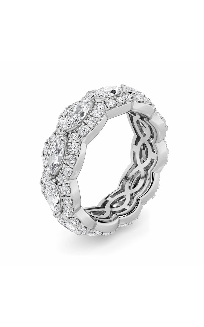 4Cttw Marquise Shaped Lab Grown Diamond (F/VVS) Eternity Band Ring in 14K Gold