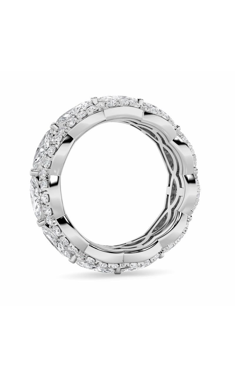 4Cttw Marquise Shaped Lab Grown Diamond (F/VVS) Eternity Band Ring in 14K Gold