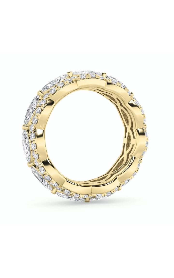 4Cttw Marquise Shaped Lab Grown Diamond (F/VVS) Eternity Band Ring in 14K Gold