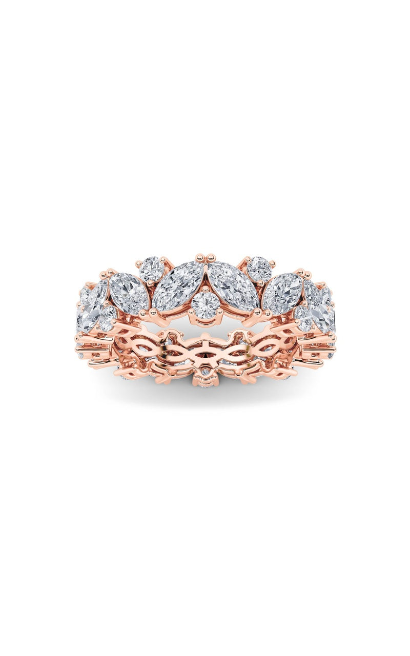 3Cttw Marquise Shaped Lab Grown Diamond (F/VVS) Eternity Band Ring in 14K Gold