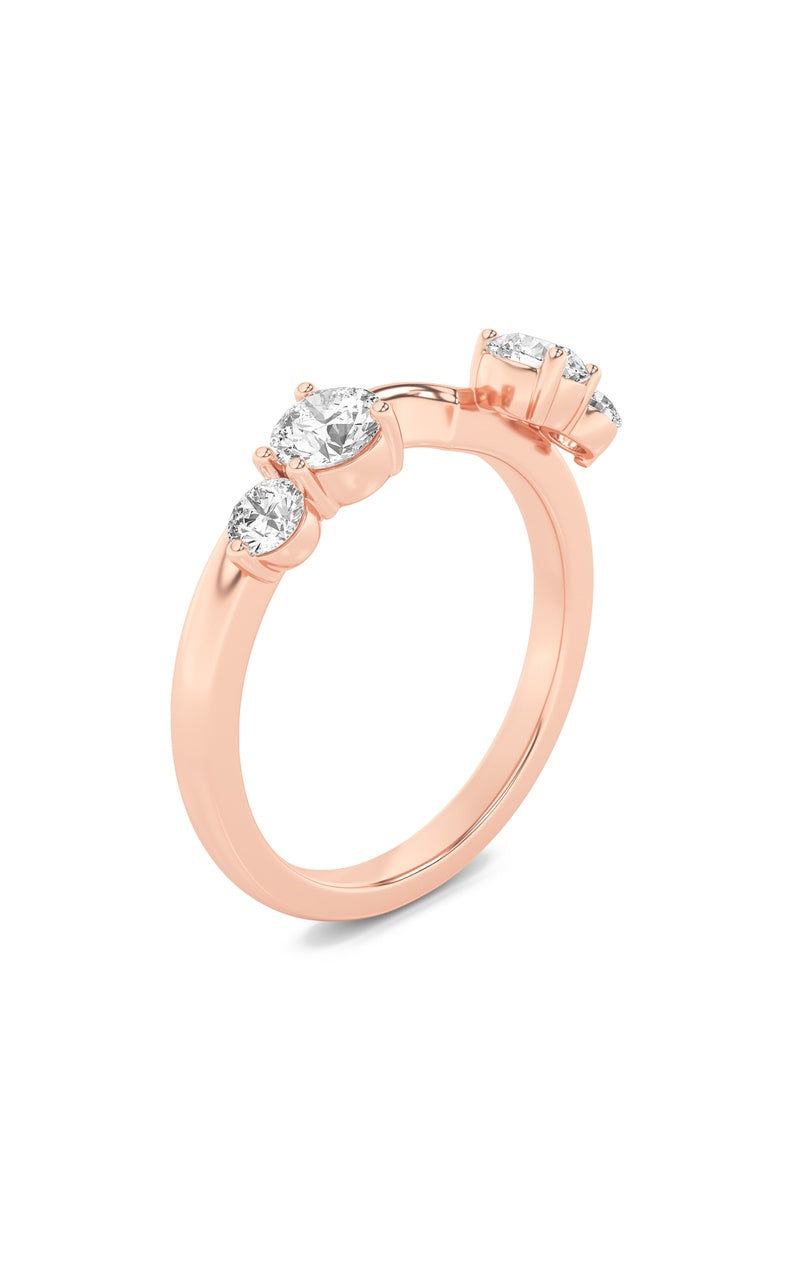 0.75CTW Round Shaped Lab Grown Diamond (F/VS) Fashion Wrap Ring in 14K Gold, 14K Rose Gold