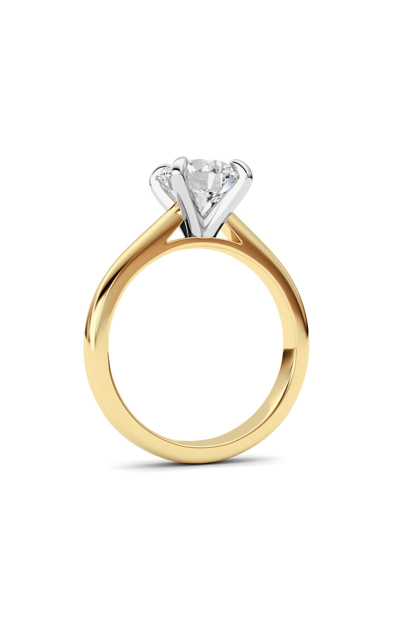 2CTW Round Shaped Lab Grown Diamond (E/VS) Classic Solitaire Engagement Ring in 14K Gold