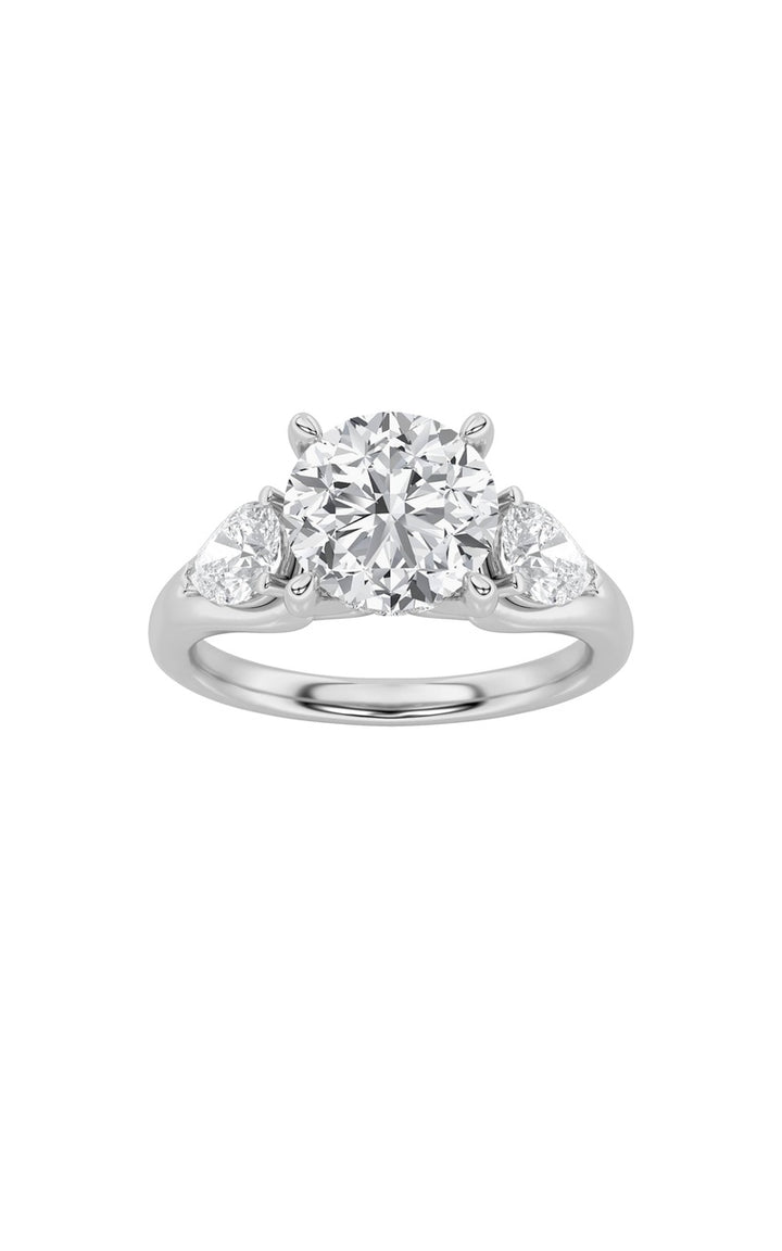 2Cttw Round Shaped Lab Grown Diamond (F/VS) Accented Three Stone Ring in 14K Gold