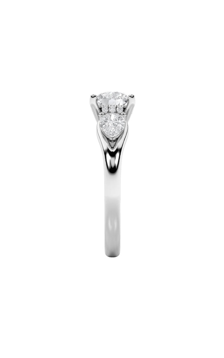 2Cttw Round Shaped Lab Grown Diamond (F/VS) Accented Three Stone Ring in 14K Gold