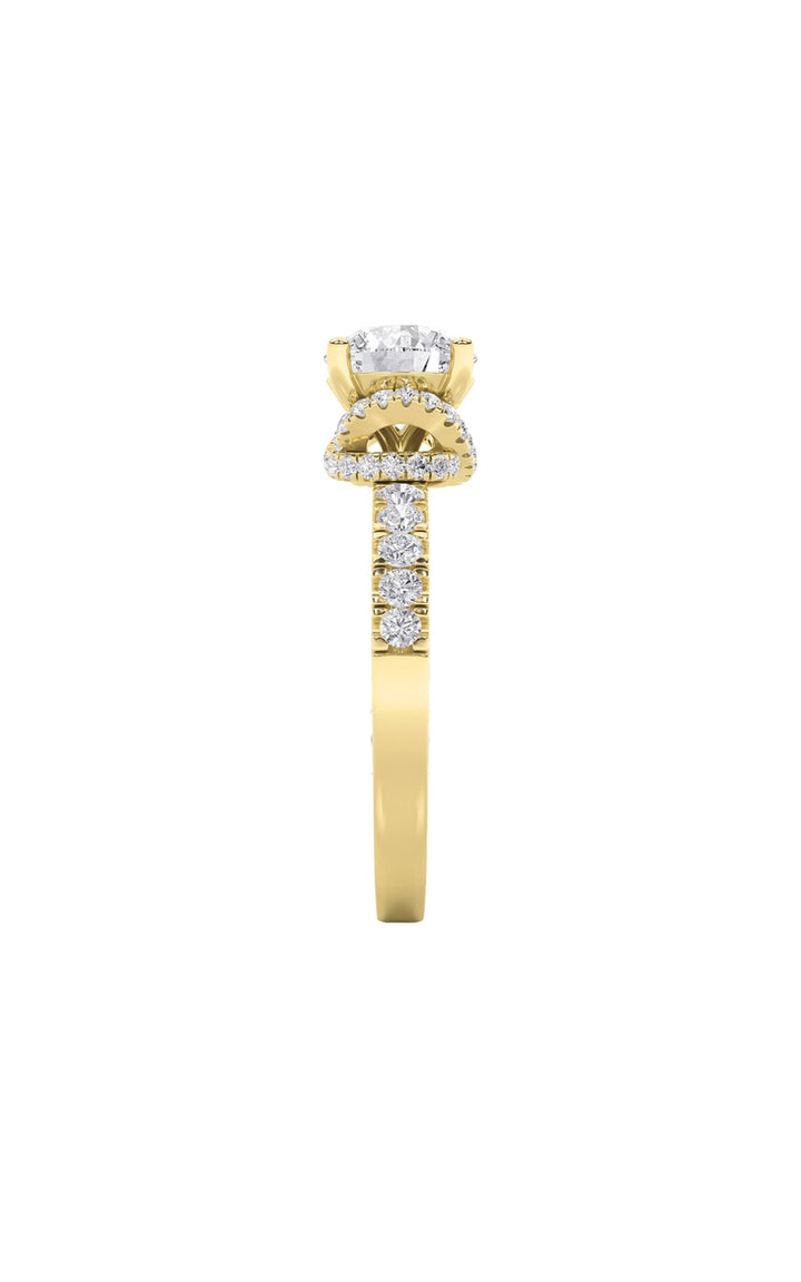 2Cttw Round Shaped Lab Grown Diamond (F/VS) Two Tone Accented Fancy Engagement Ring in 14K Gold