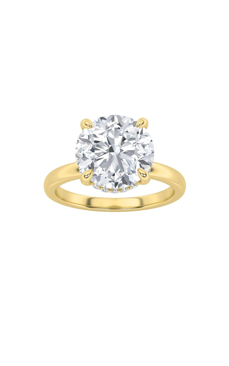 3.5CTW Round Shaped Lab Grown Diamond (F/VS) Classic Hidden Halo Solitaire Engagement Ring in 14K Gold