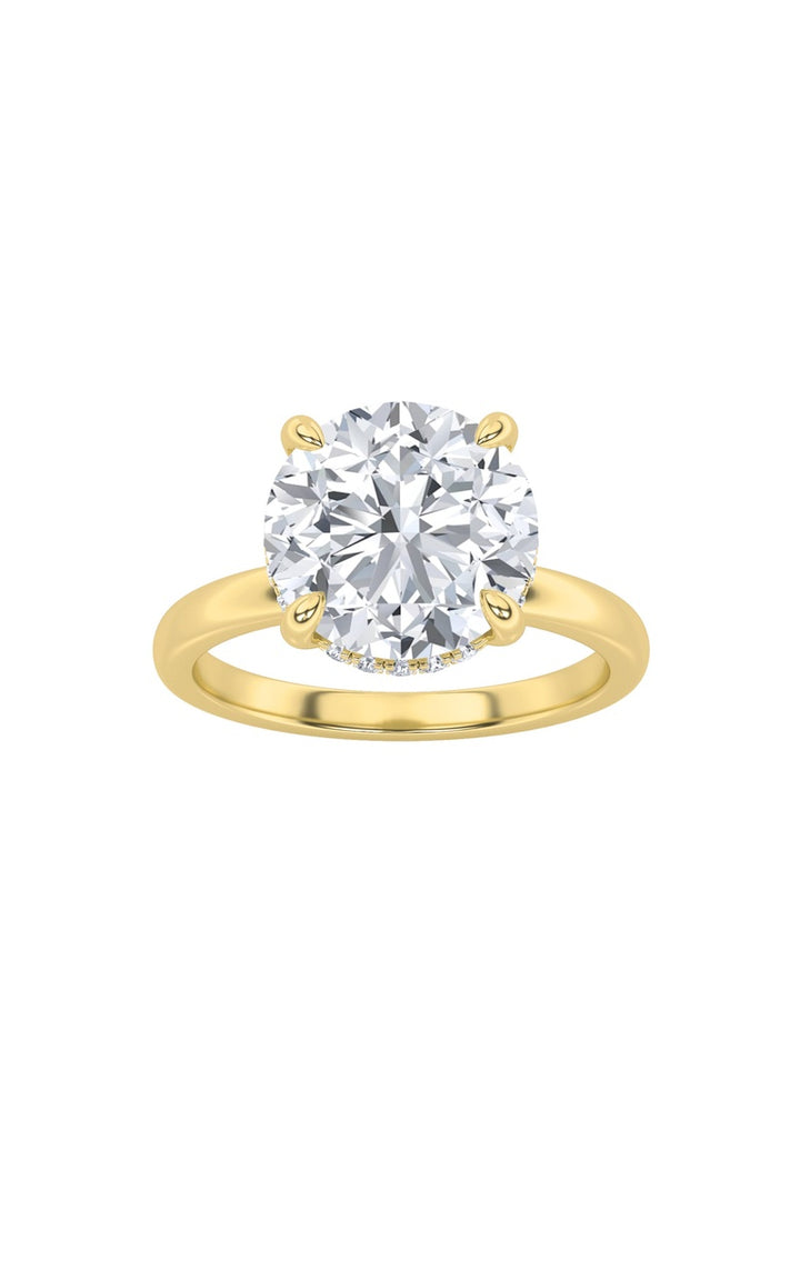 3.5CTW Round Shaped Lab Grown Diamond (F/VS) Classic Hidden Halo Solitaire Engagement Ring in 14K Gold