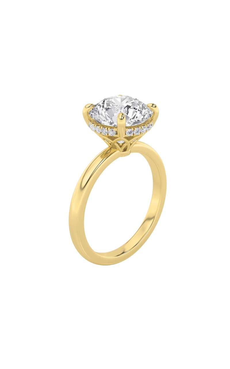 3.5Cttw Round Shaped Lab Grown Diamond (F/VS) Classic Hidden Halo Solitaire Engagement Ring in 14K Gold