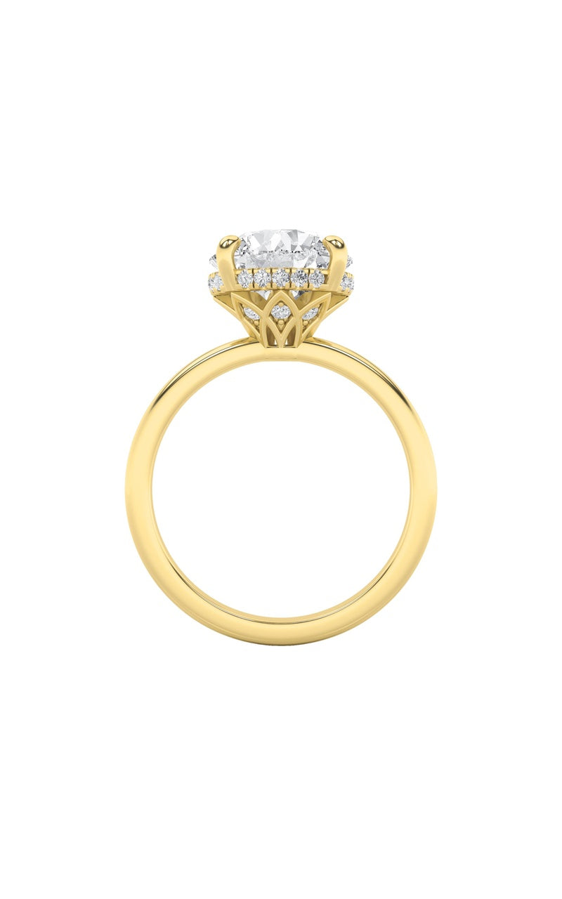 3.5Cttw Round Shaped Lab Grown Diamond (F/VS) Classic Hidden Halo Solitaire Engagement Ring in 14K Gold
