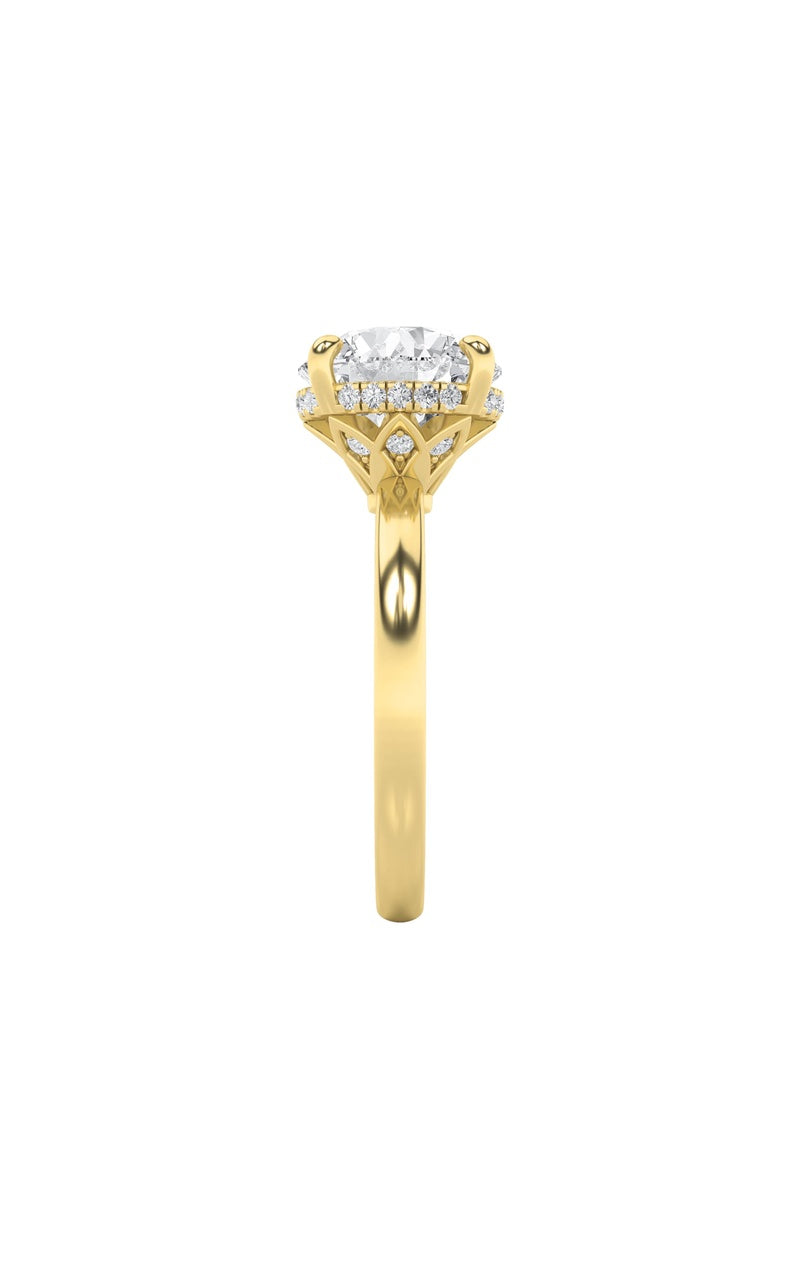 3.5Cttw Round Shaped Lab Grown Diamond (F/VS) Classic Hidden Halo Solitaire Engagement Ring in 14K Gold