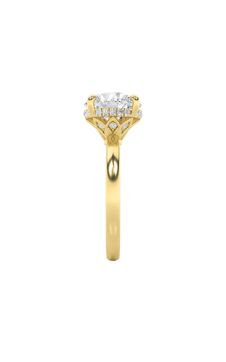3.5Cttw Round Shaped Lab Grown Diamond (F/VS) Classic Hidden Halo Solitaire Engagement Ring in 14K Gold