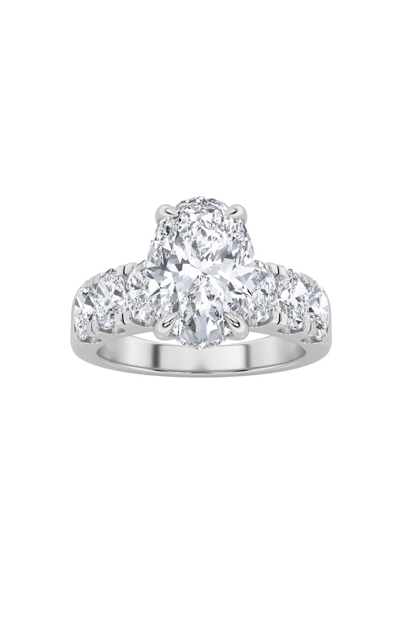 4Cttw Oval Shaped Lab Grown Diamond (F/VS) Bold Accented Engagement  Ring in 14K Gold